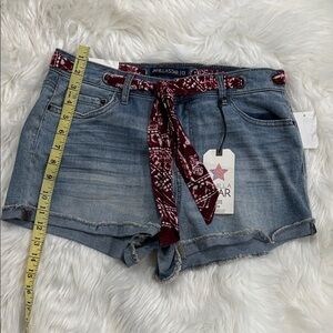 Vanilla Star Light Blue Denim Shorts with Burgundy Bandana Tie